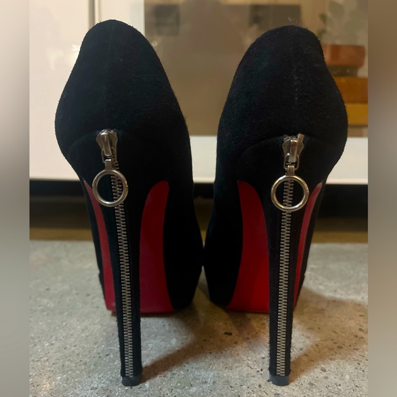 Christian Louboutin Suede Bianca 120 Back-Zip Pumps